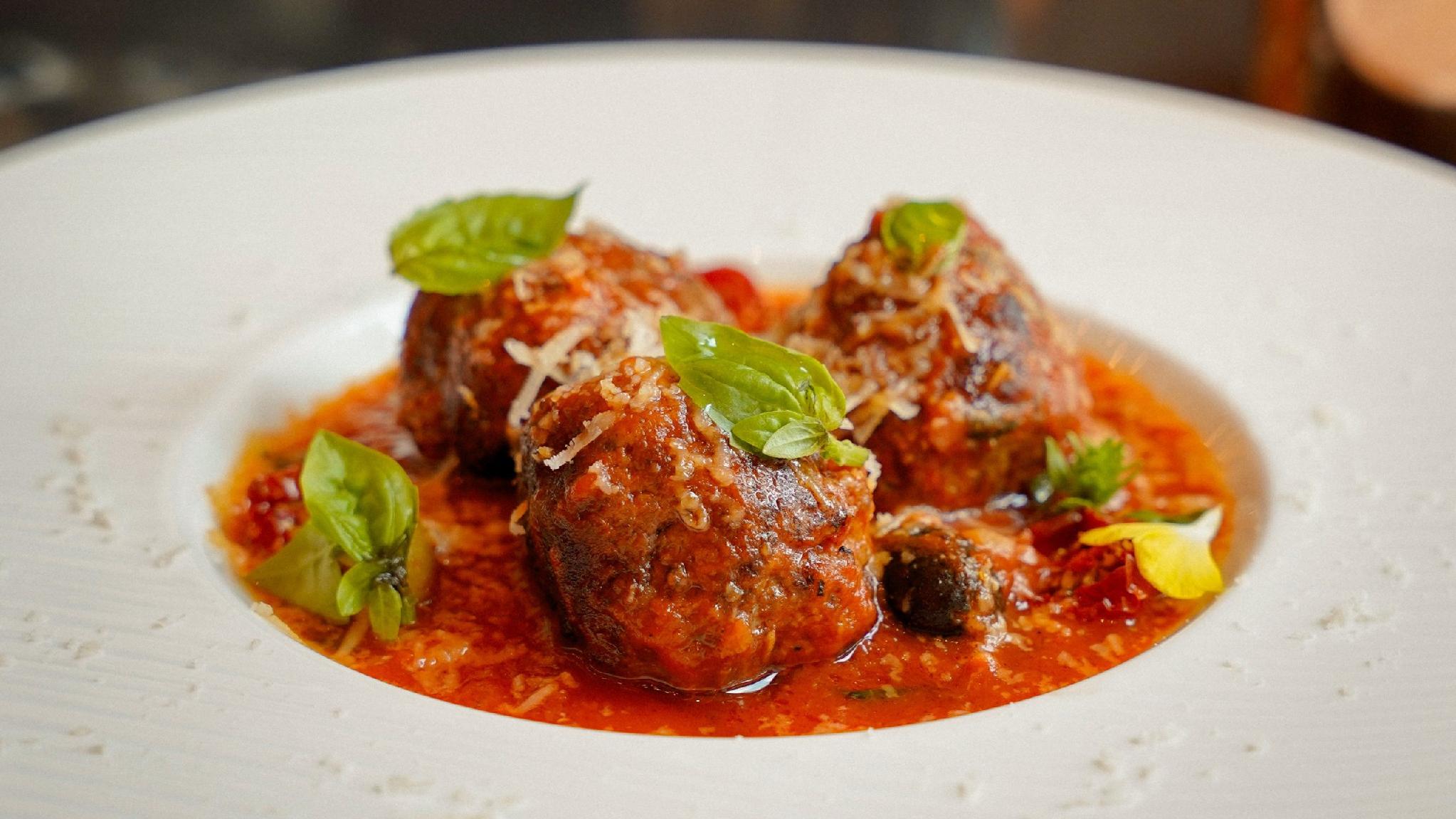Polpette of Angus beef in tomato sauce at Theodore