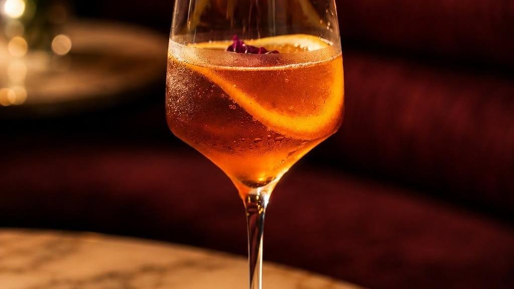 A classic cocktail served in a stemmed glass