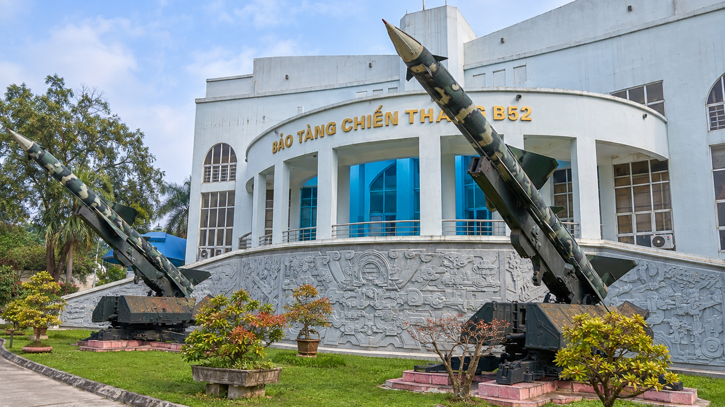 Military aircraft displayed outside the B-52 Victory Museum in Hanoi.