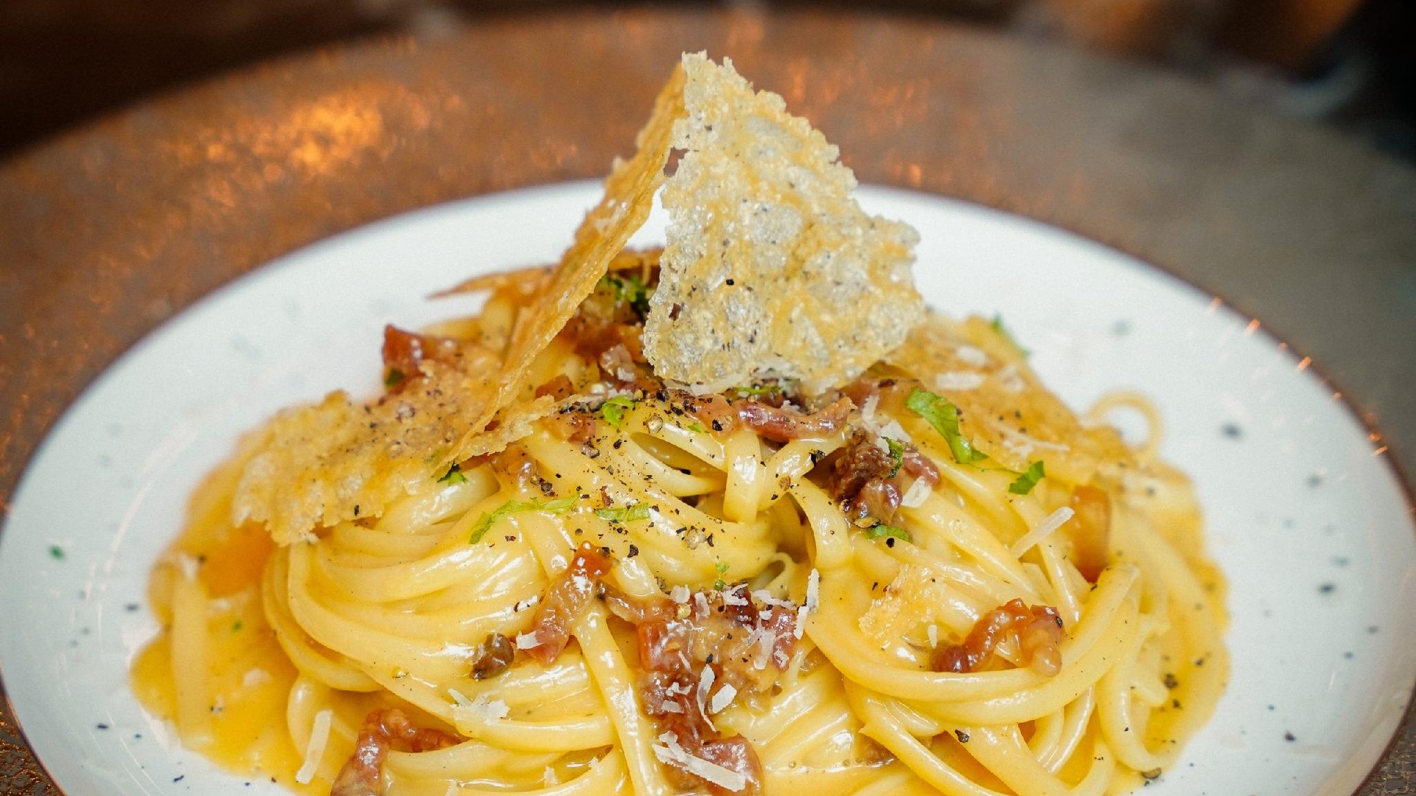 Carbonara with a Pecorino crisp at Theodore