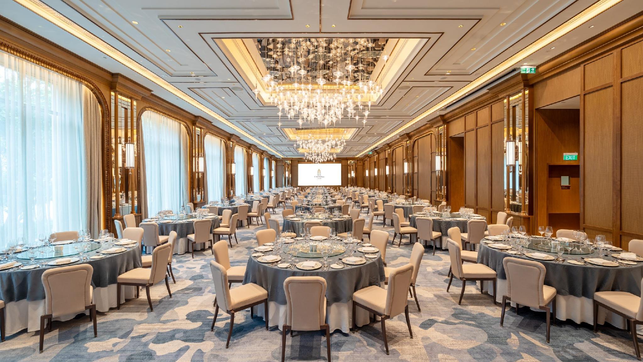 The Grand Ballroom set for a banquet